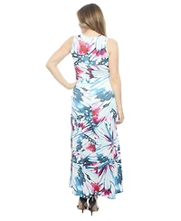 24seven Comfort Apparel Women's Butterfly Sleeveless Scoop Neck A-Line Pocket Maxi Dress