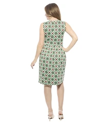 24seven Comfort Apparel Women's Geometric Sleeveless Fit N Flare Knee Length A-Line Dress