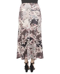 24seven Comfort Apparel Women's Paisley Elastic Waist A-Line Maxi Skirt