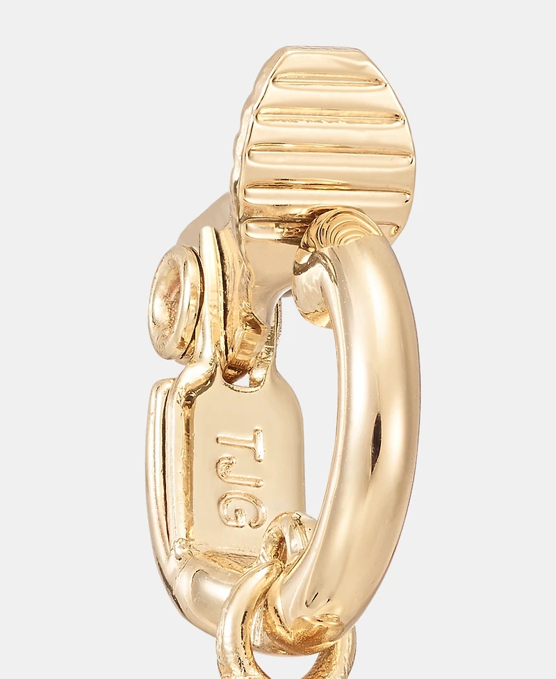 Lauren Ralph Lauren Gold-Tone Glass Pearl Drop Huggie Comfort Clip Earrings