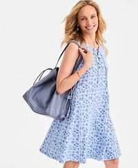 Style & Co Women's Printed Lace-Up Sleeveless Dress, Macy's Exclusive
