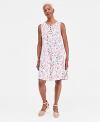 Style & Co Women's Printed Lace-Up Sleeveless Dress, Macy's Exclusive