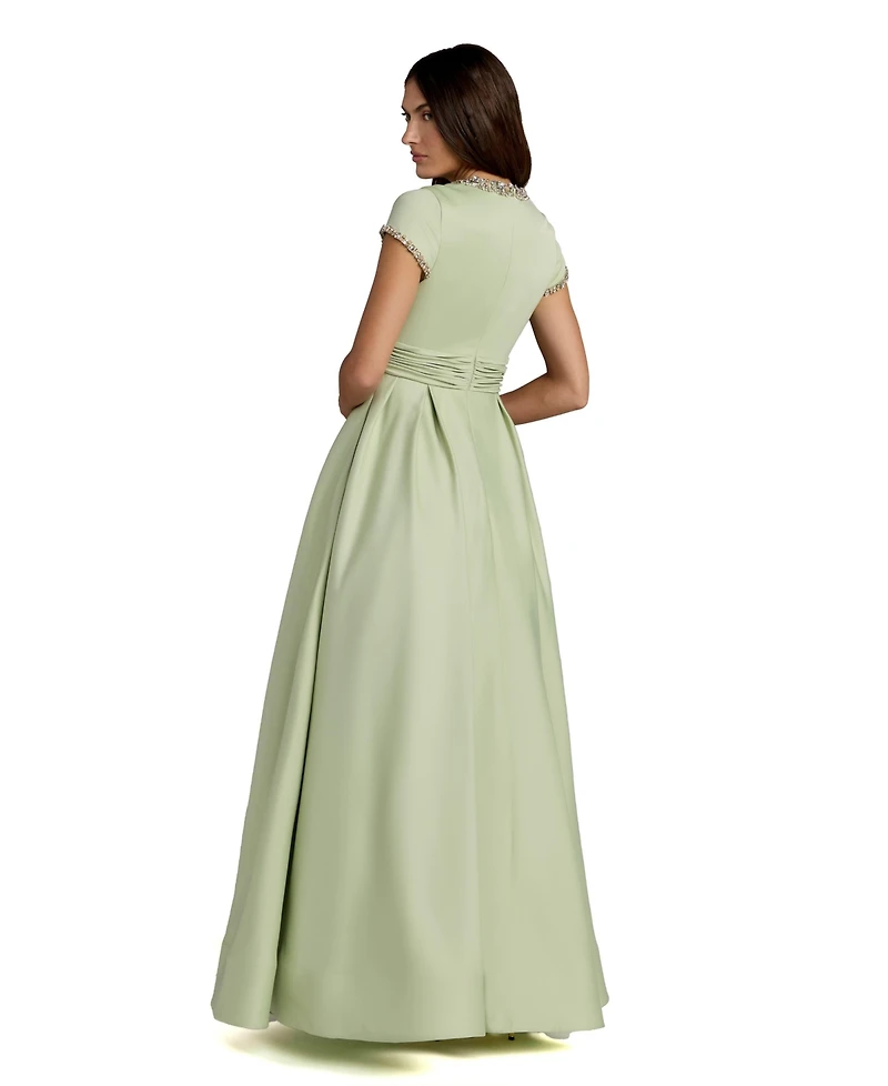 Mac Duggal Women's Embellished Satin Cap Sleeve Ball Gown