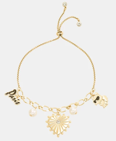 Karl Lagerfeld Paris Glass Pearl Charm Slider Bracelet