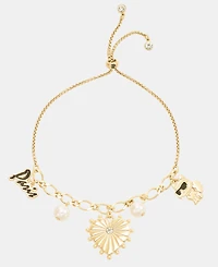 Karl Lagerfeld Paris Glass Pearl Charm Slider Bracelet