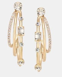 Karl Lagerfeld Paris Small Crystal Triple-Split Hoop Earrings, 1.01"