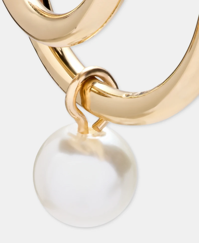 Karl Lagerfeld Paris Glass Pearl Drop Hoop Earrings