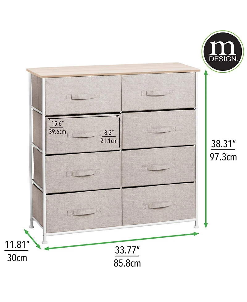 mDesign Large Storage Dresser Furniture, 8 Removable Fabric Drawers