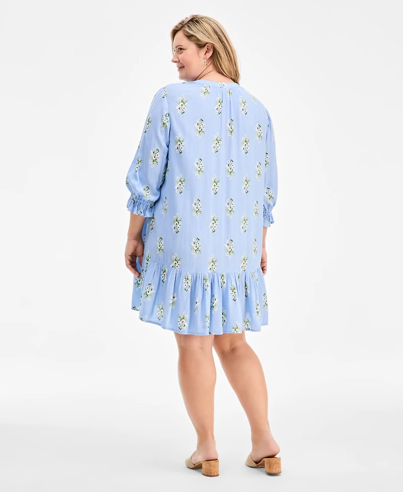 Style & Co Plus Printed Quilted Dress, Macy's Exclusive
