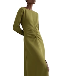 Reiss Women's Ruched Long-Sleeve Midi Dress