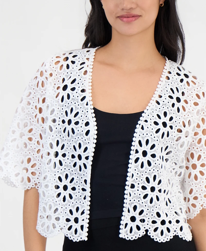Robbie Bee Petite Chemical Lace Open-Front Shrug