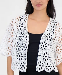 Robbie Bee Petite Chemical Lace Open-Front Shrug