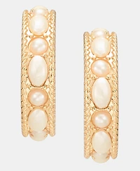 Anne Klein Small Imitation Pearl C-Hoop Earrings, 0.65"