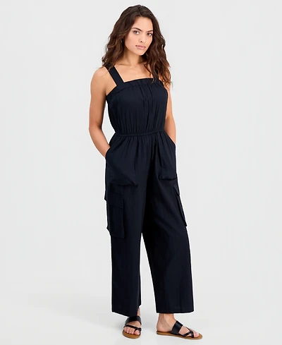 And Now This Petite Cotton Cargo Jumpsuit, Macy's Exclusive