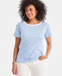 Style & Co Women's Printed Pima Cotton Boat-Neck Top, Macy's Exclusive