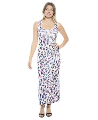 24seven Comfort Apparel Women's Abstract Scoop Neck Sleeveless Tank Racerback Maxi Dress