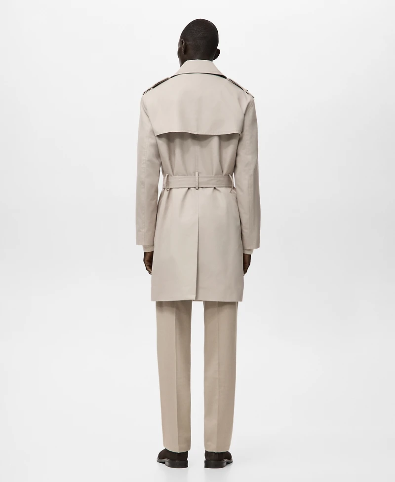 Mango Men's Water-Repellent Belted Trench Coat
