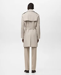 Mango Men's Water-Repellent Belted Trench Coat