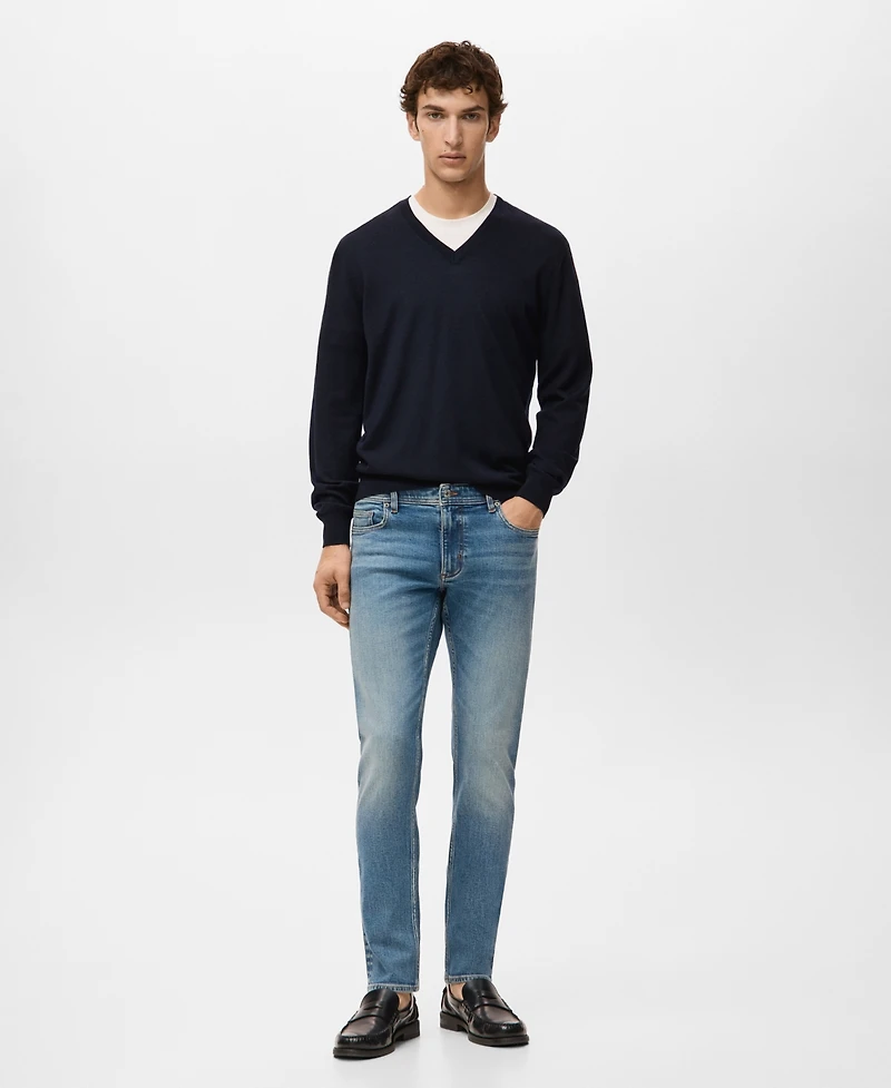 Mango Men's Merino Wool V-Neck Sweater