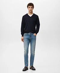 Mango Men's Merino Wool V-Neck Sweater