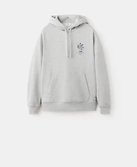 Mango Men's Text Cotton Hooded Sweatshirt