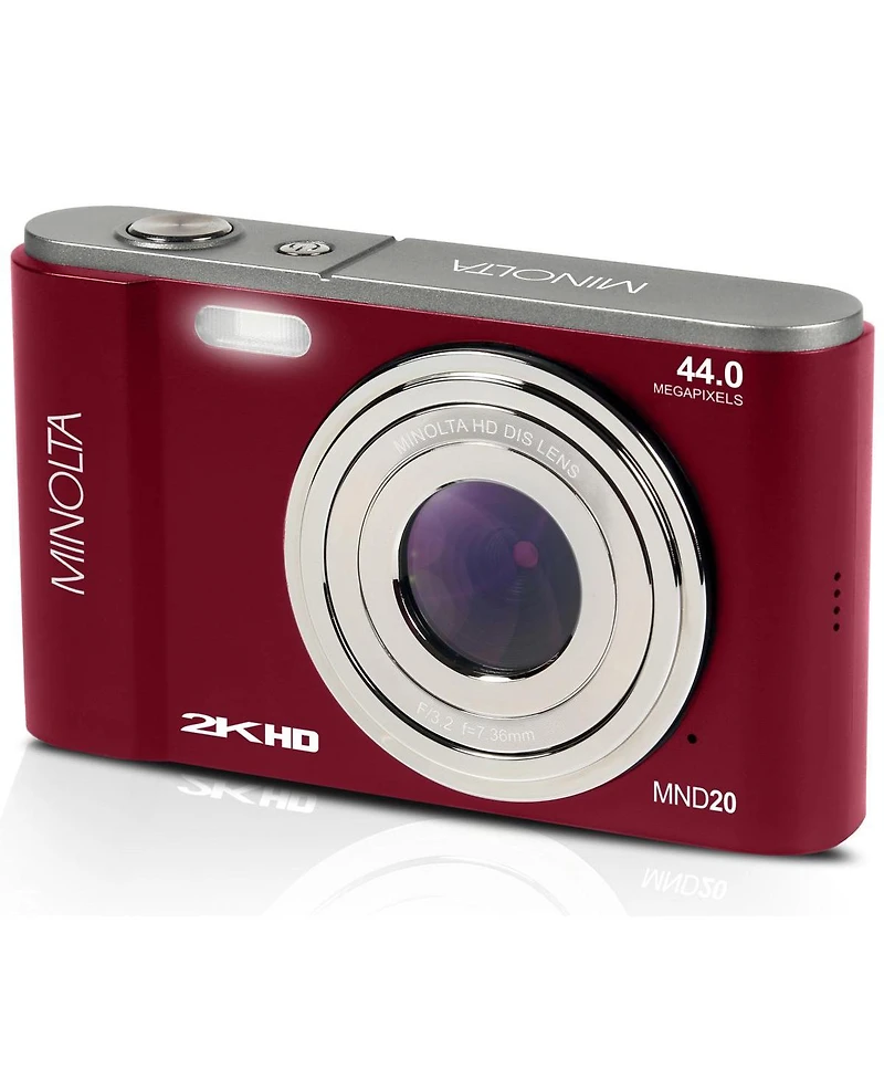 Minolta MND20-r 44 Mp 2.7K Ultra Hd Digital Camera, Red