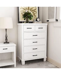 gaomon Dresser for Bedroom with 6 Drawers, 45'' Tall White Chests of Drawers Storage, Wooden Closet, Bedroom, Living Room