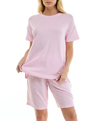 Roudelain Women's Short-Sleeve Drop Shoulders Top & Shorts, 2-Piece Set