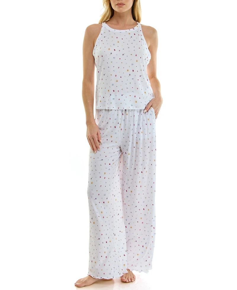 Roudelain Women's High Neck Tank Top & Pants, 2-Piece Set