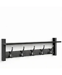 Yigii 5-Hook Wall Coat Rack with Shelf, 80 lbs Capacity