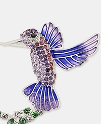 Anne Klein Crystal Hummingbird & Flowers Pin
