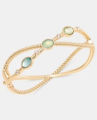 Anne Klein Crystal & Stone Openwork Bangle Bracelet