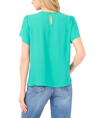 CeCe Women's Tulip Short-Sleeve Shirred Crewneck Top