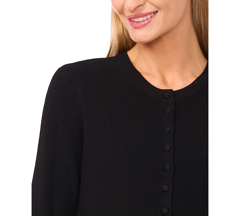 CeCe Women's Crewneck Long-Sleeve Cardigan