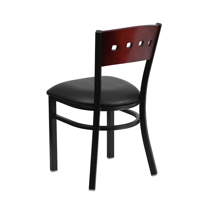 Emma+Oliver Decorative 4 Square Back Metal Restaurant Dining Chair