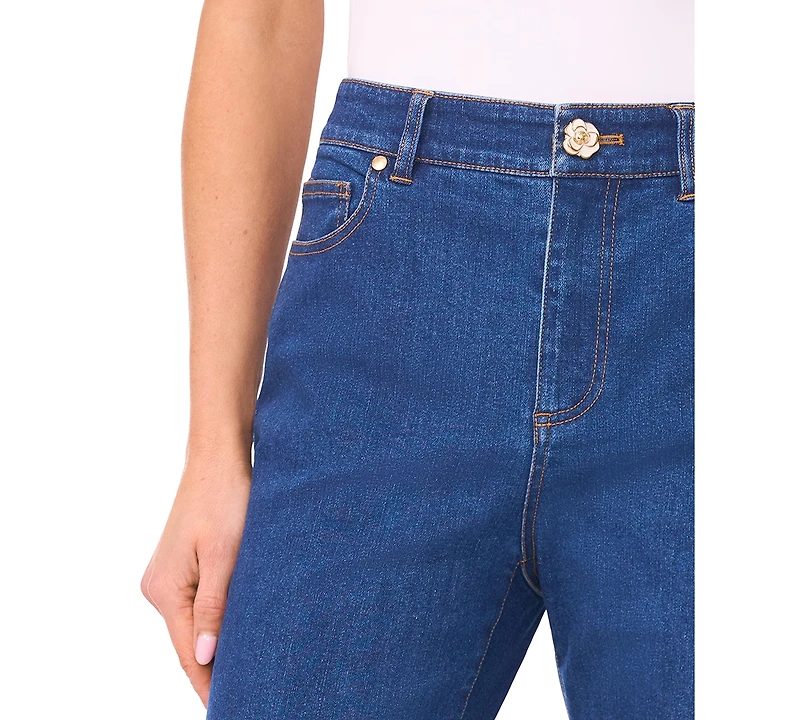 CeCe Women's Mid Rise Fit and Flare Jeans