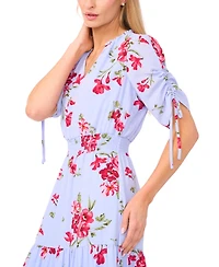 CeCe Women's Smocked Waist V-Neck Midi Dress