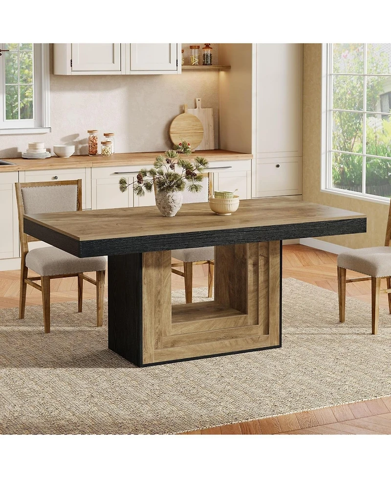 Tribesigns Dining Table for 4-6 People, 63" Rectangle Kitchen Table, Farmhouse Dining Room Furniture, Natural Wood