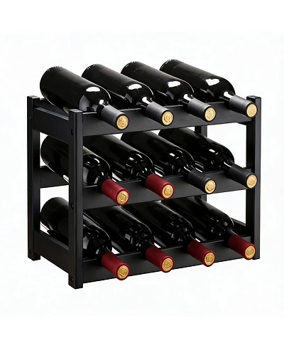 Yigii Bamboo Wine Rack for 12 Bottles - Sturdy, Fresh, Space-saving