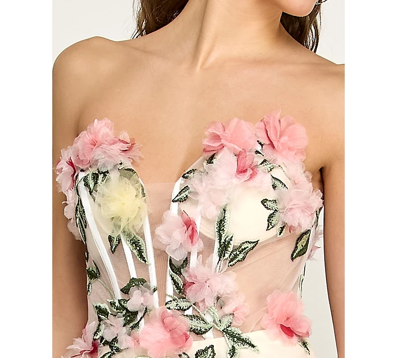 Say Yes Juniors' Strapless Illusion Ball Gown