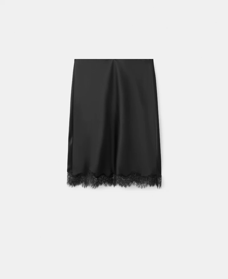 Mango Women's Satin Lace Skirt