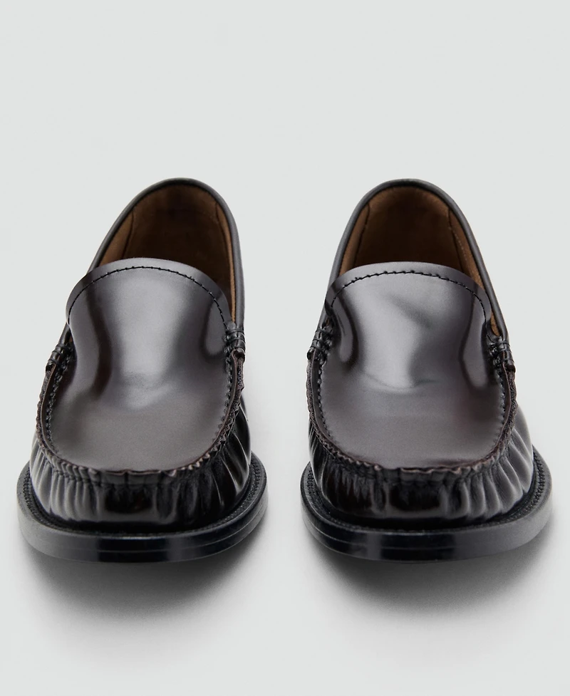 Mango Women's Gathered Leather Moccasin