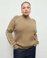 Mango Women's Contrasting Stripes and Perkins Collar Sweater