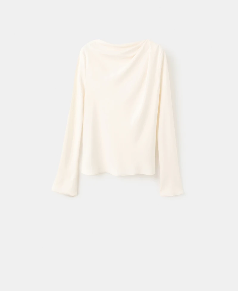 Mango Women's Draped Boat-Neck Blouse