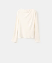 Mango Women's Draped Boat-Neck Blouse