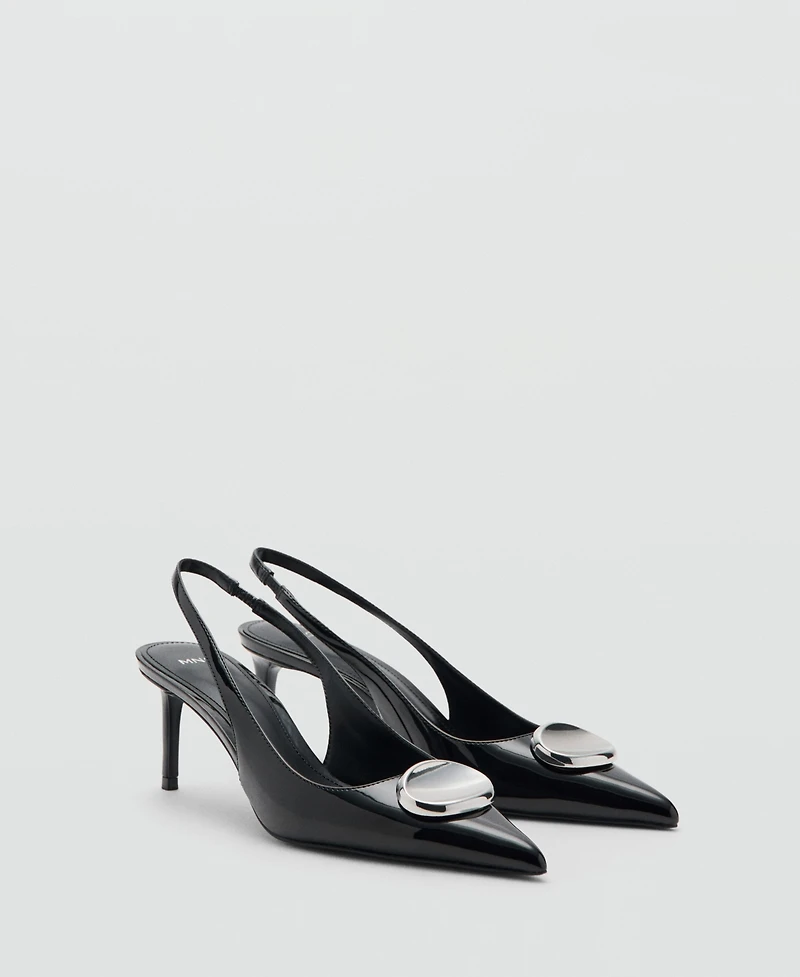 Mango Women's Metal Detail Patent Leather High-Heeled Shoes
