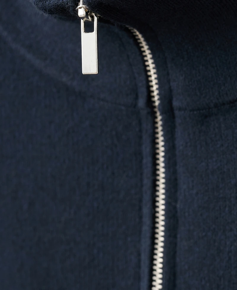 Mango Women's Zip Neck Contrast-Stripe Sweater