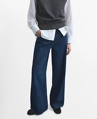 Mango Women's Low-Rise Wide-Leg Jeans