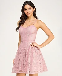 Seni & Cade Juniors' Sweetheart Neck Sleeveless Lace Corset Dress