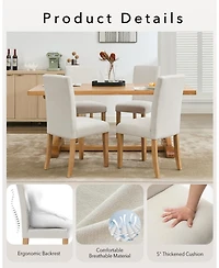 gaomon Modern Fabric Upholstered Dining Chairs Set, Curved Backrest Ergonomic Kitchen Chairs with Heavy-Duty Wood Legs